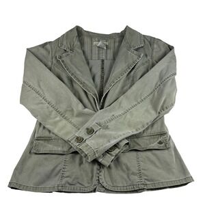 Z Cavaricci Women's Olive Green Cotton Blend Button‎ Up Blazer Jacket - M
